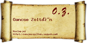 Oancse Zoltán névjegykártya